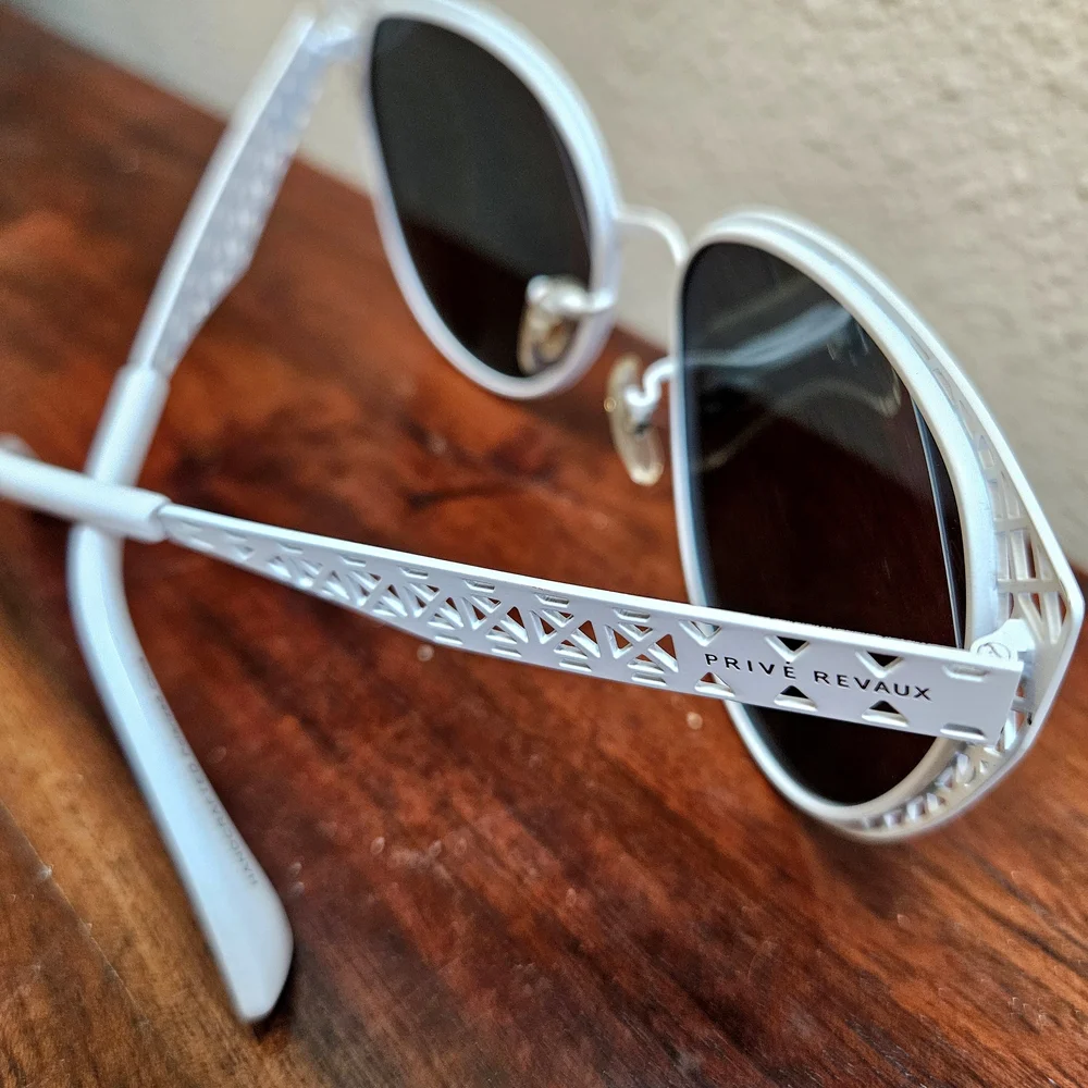 Prive Revaux "The Monarch" Polarized Cat Eye Sunglasses White w/Pink Lenses - Picture 6 of 8